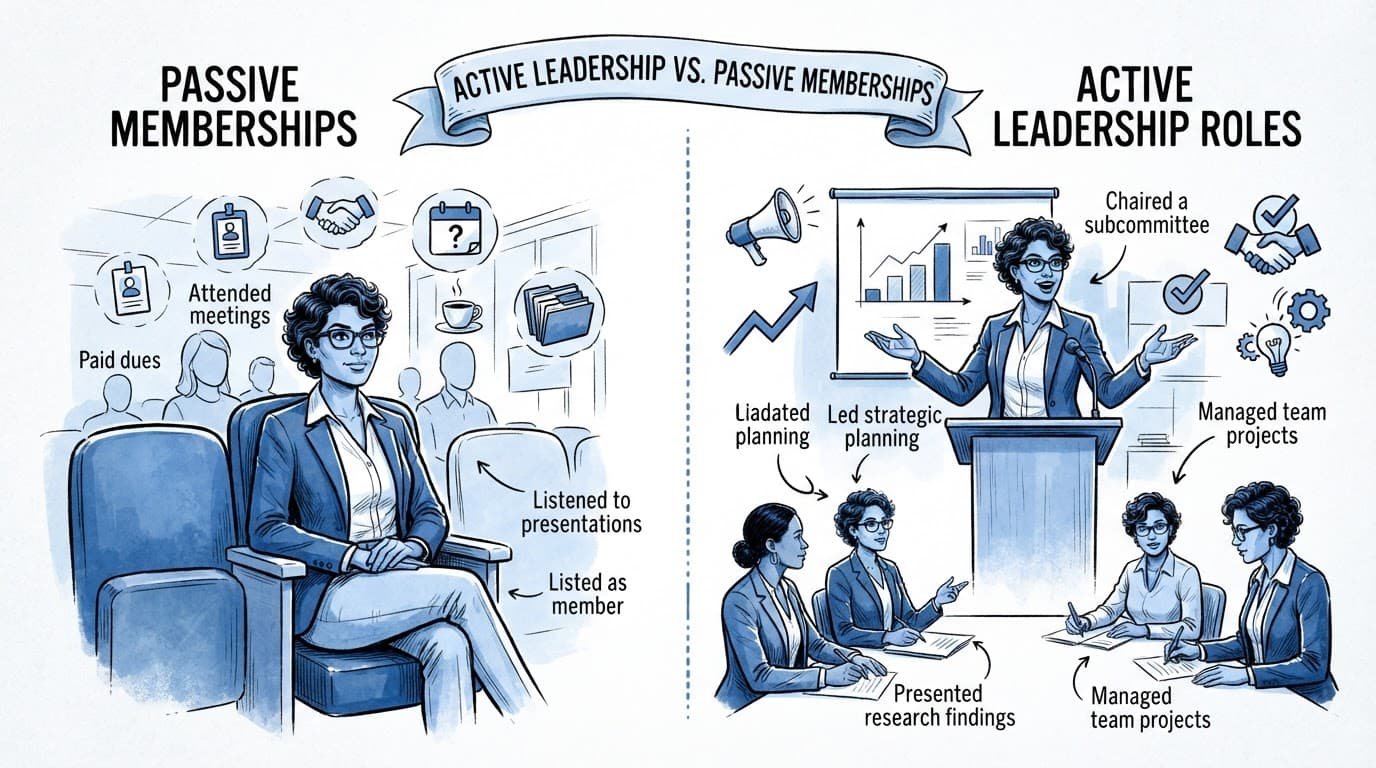 One person compares active committee leadership with passive membership.