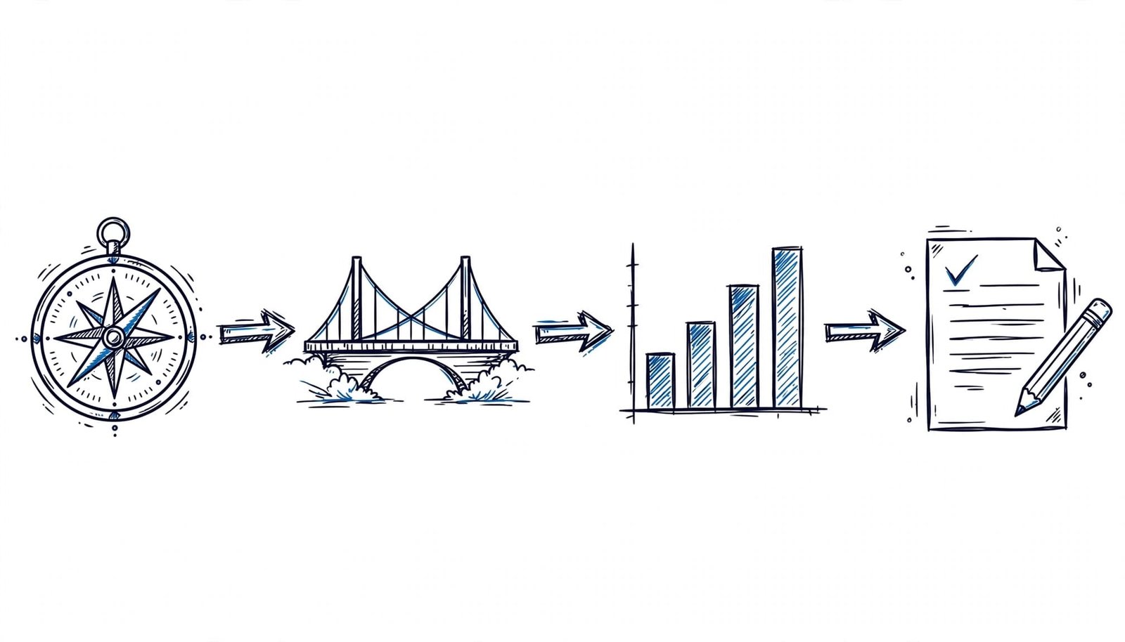 Four icons show a path from choosing a role to refining a resume.